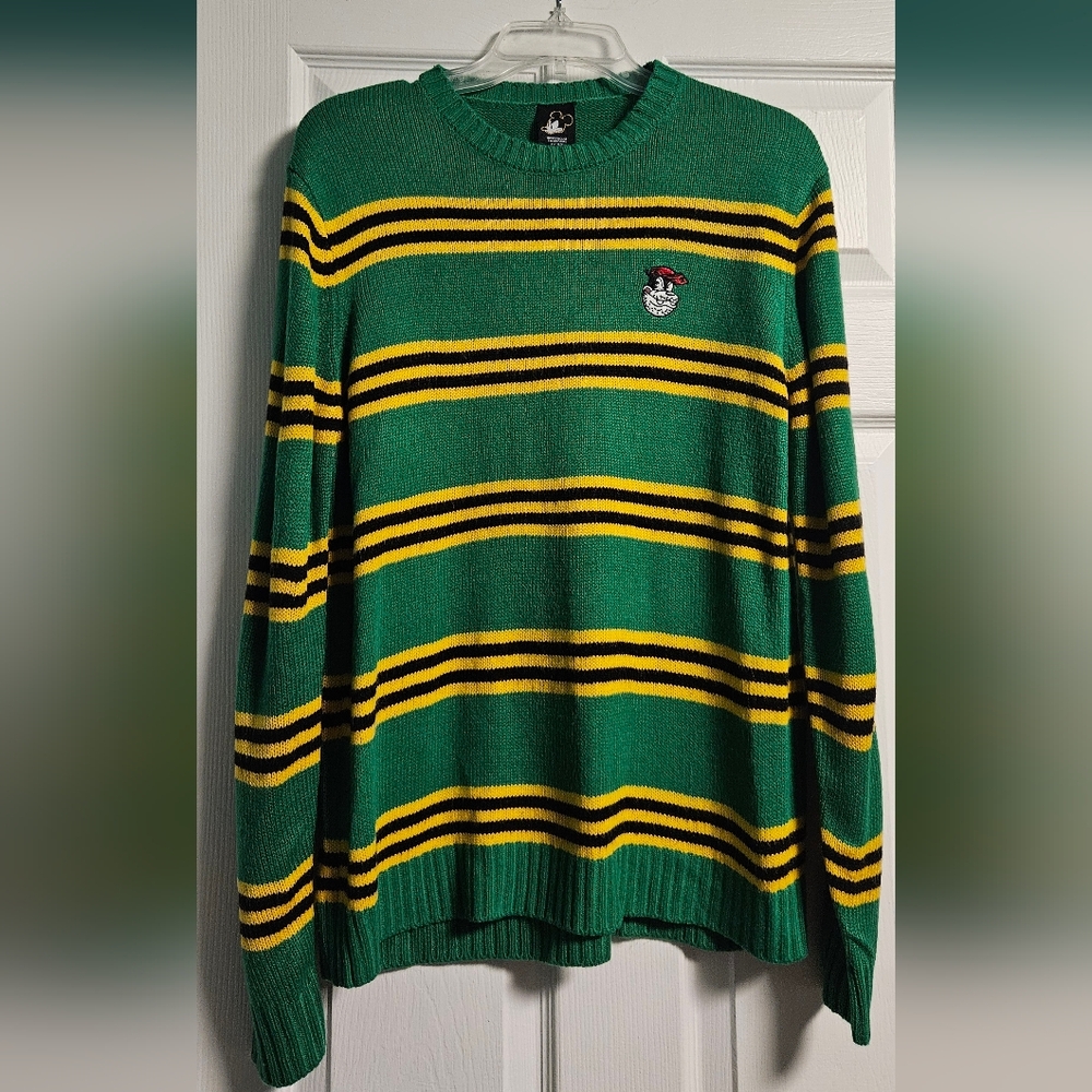 Disney X Forever 21 Men’s Sweater Size Medium Green Striped Pete Embroidered